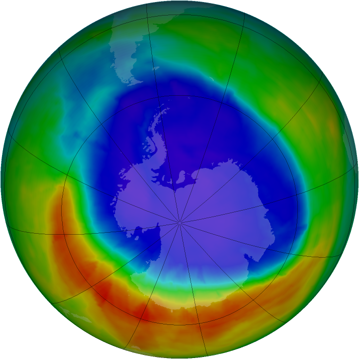 Antarctic ozone map for 17 September 2014